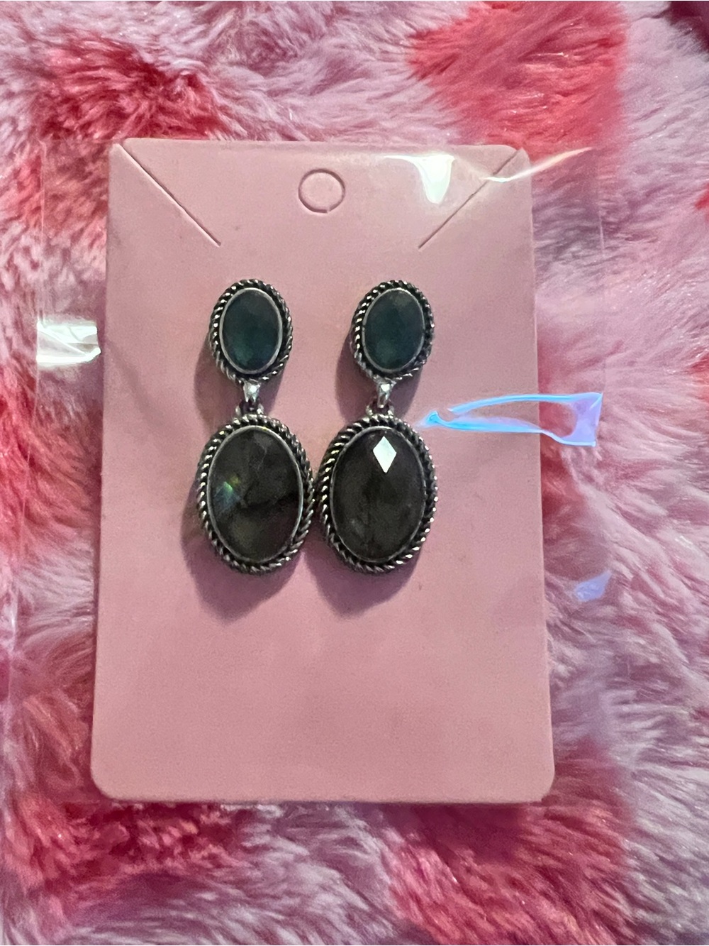 Dark Gray Oval Drop Earrings - Women Jewelry